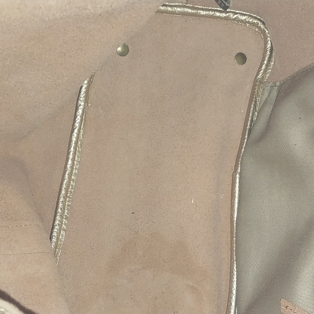 Banana Republic Gold Leather Tote, Metallic 18"+ Handbag, Like New - Picture 9 of 11